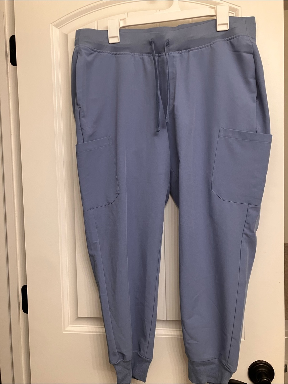 Women's Light Blue Drawstring Jogger Pants with Cargo Pockets